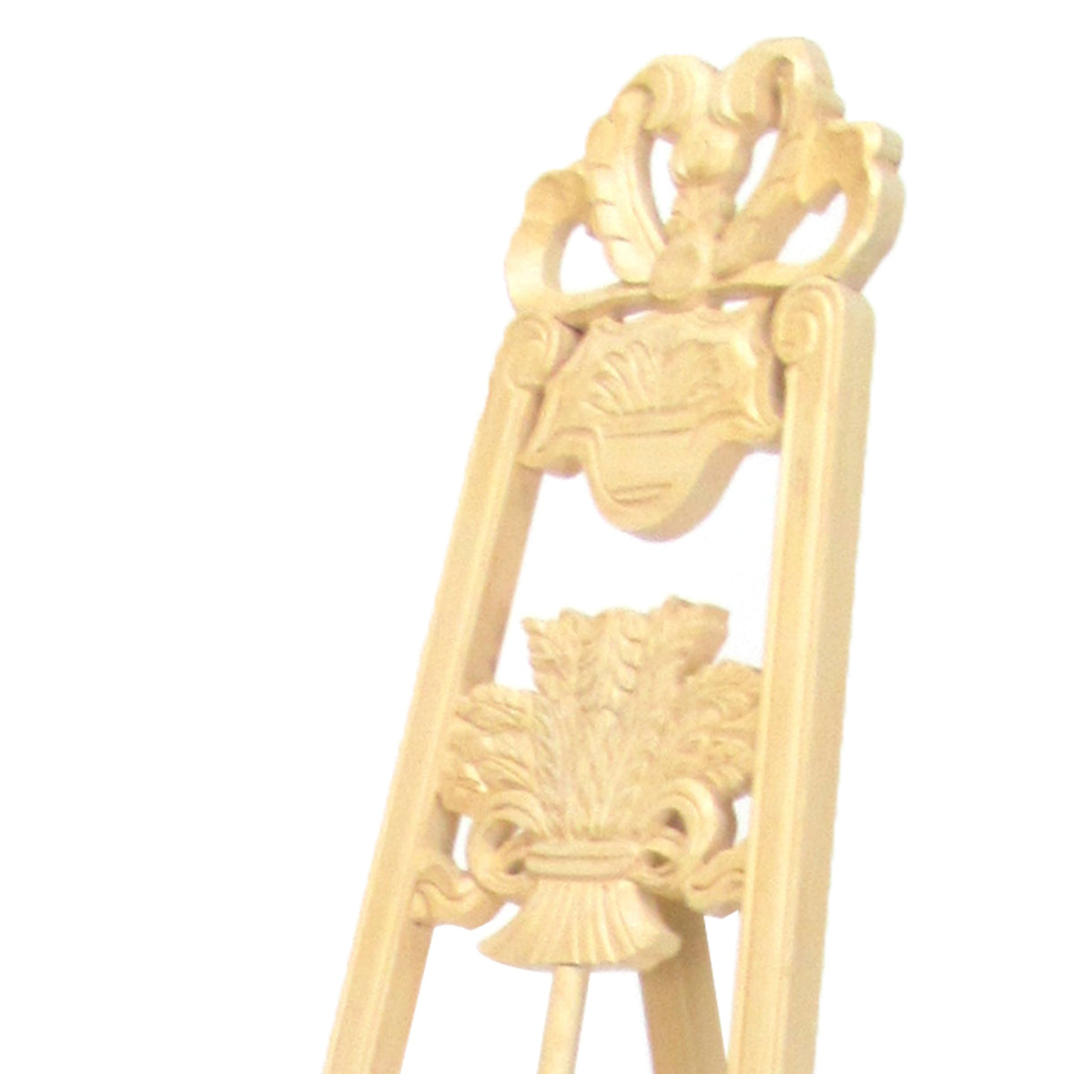Traditional Style Wooden Easel with Scrollwork Details, Antique White - BM210460