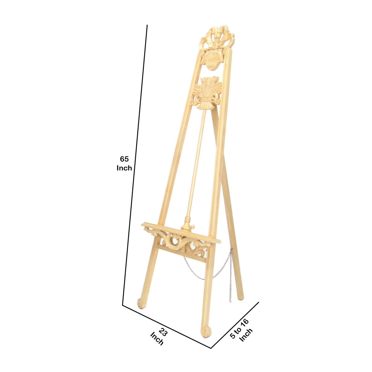 Traditional Style Wooden Easel with Scrollwork Details, Antique White - BM210460