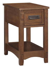 1 Drawer Chair Side End Table with Open Bottom Shelf in Brown - BM210622
