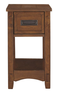 1 Drawer Chair Side End Table with Open Bottom Shelf in Brown - BM210622