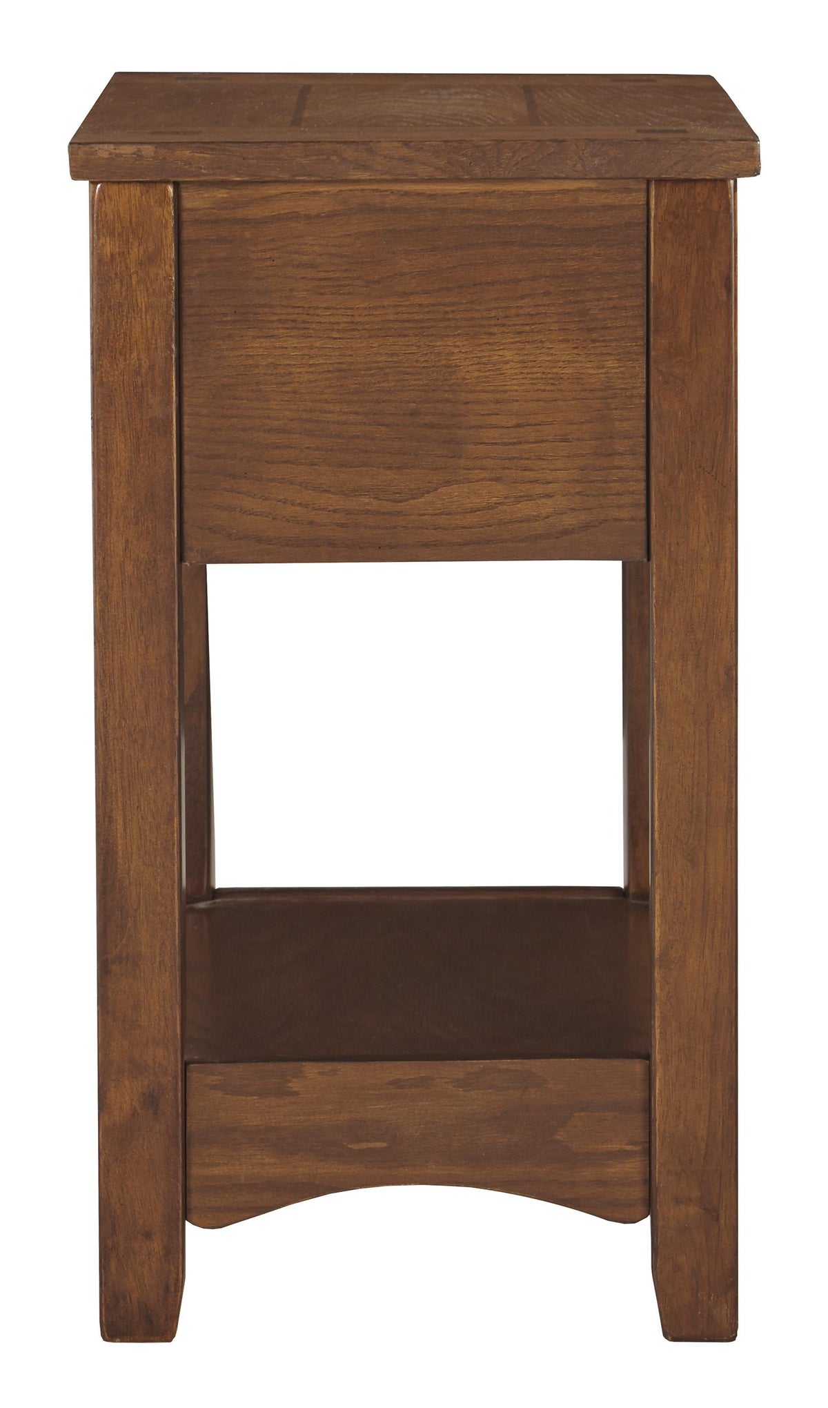 1 Drawer Chair Side End Table with Open Bottom Shelf in Brown - BM210622