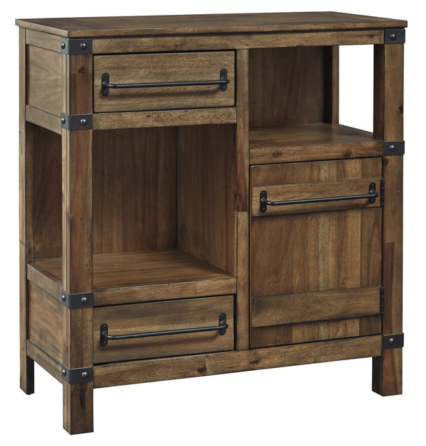 2 Drawer and 1 Door Accent Cabinet with 2 Open Compartments in Brown - BM210630
