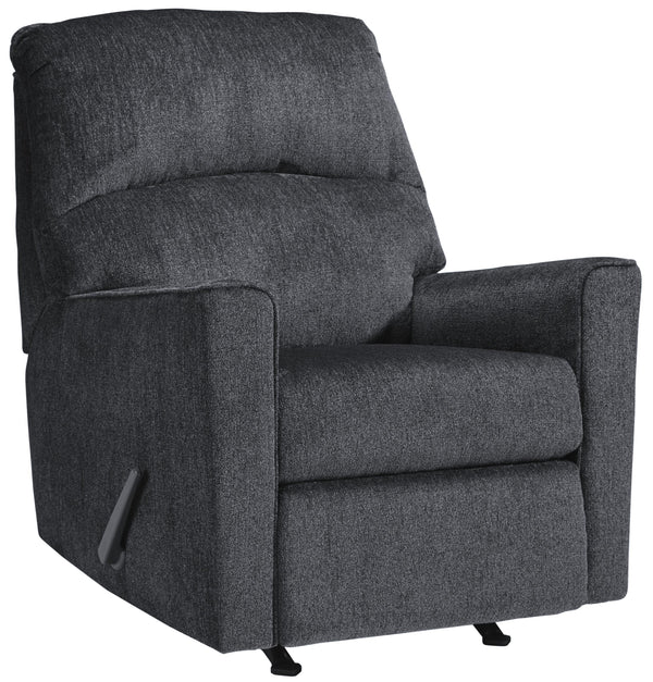 Fabric Upholstered Rocker Recliner with Tufted Back in Charcoal Gray - BM210741