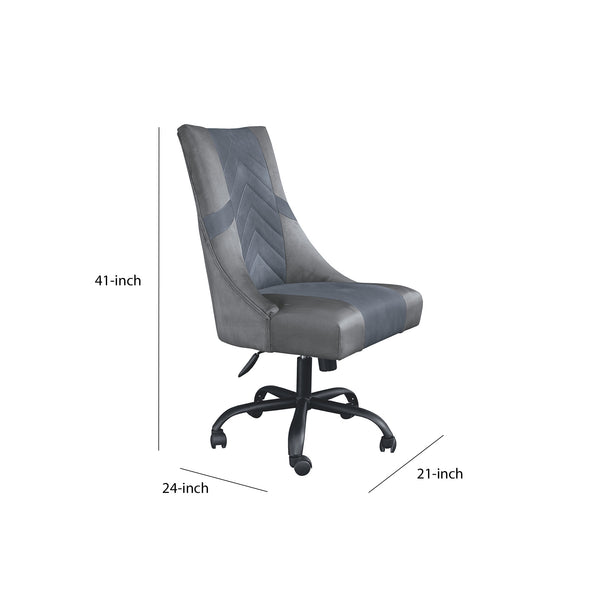 Leatherette Wooden Frame Swivel Gaming Chair in Gray and Black - BM210815