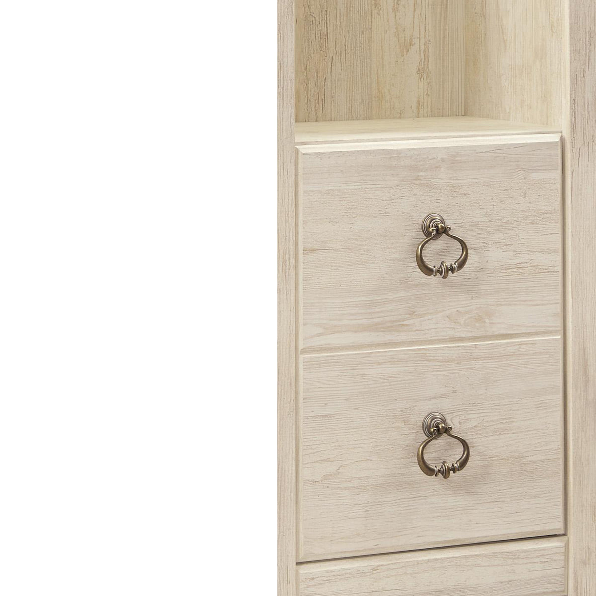Tall Pier with 1 Door Cabinet and 2 Adjustable Glass Shelves in Antique White - BM210895