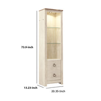 Tall Pier with 1 Door Cabinet and 2 Adjustable Glass Shelves in Antique White - BM210895