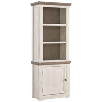 Wooden Left Pier Cabinet with 1 Door and 2 Shelves in Antique White and Brown - BM210951