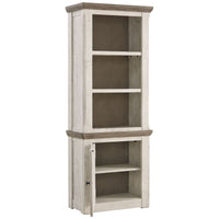 Wooden Left Pier Cabinet with 1 Door and 2 Shelves in Antique White and Brown - BM210951