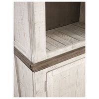 Wooden Left Pier Cabinet with 1 Door and 2 Shelves in Antique White and Brown - BM210951