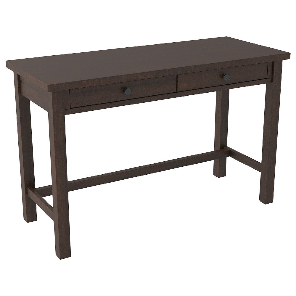 Wooden Writing Desk with Block Legs and 2 Drawers in Dark Brown and Black - BM210977