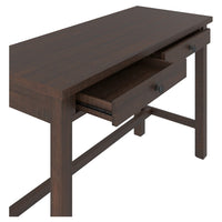 Wooden Writing Desk with Block Legs and 2 Drawers in Dark Brown and Black - BM210977