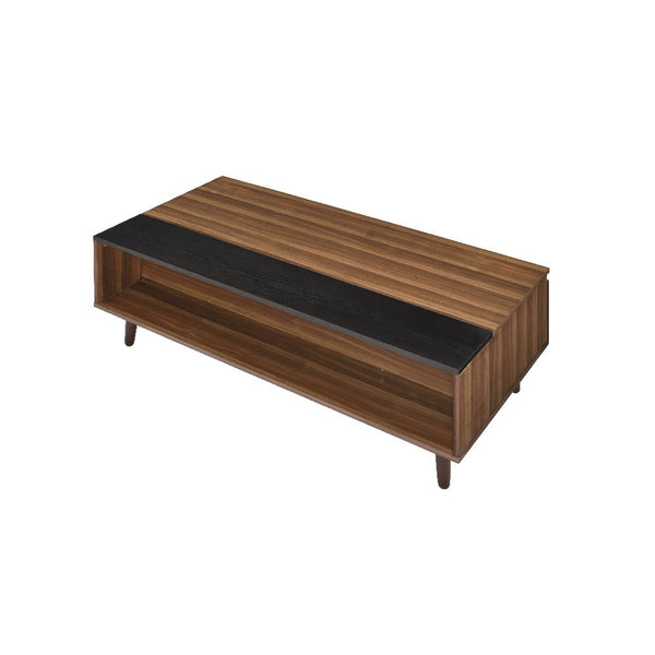 Wooden Coffee Table with Lift Top Storage and 1 Open Shelf in Walnut Brown - BM211086