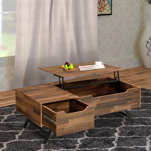 Benjara Wooden Coffee Table With Lift Top Storage And 1 Drawer In ...