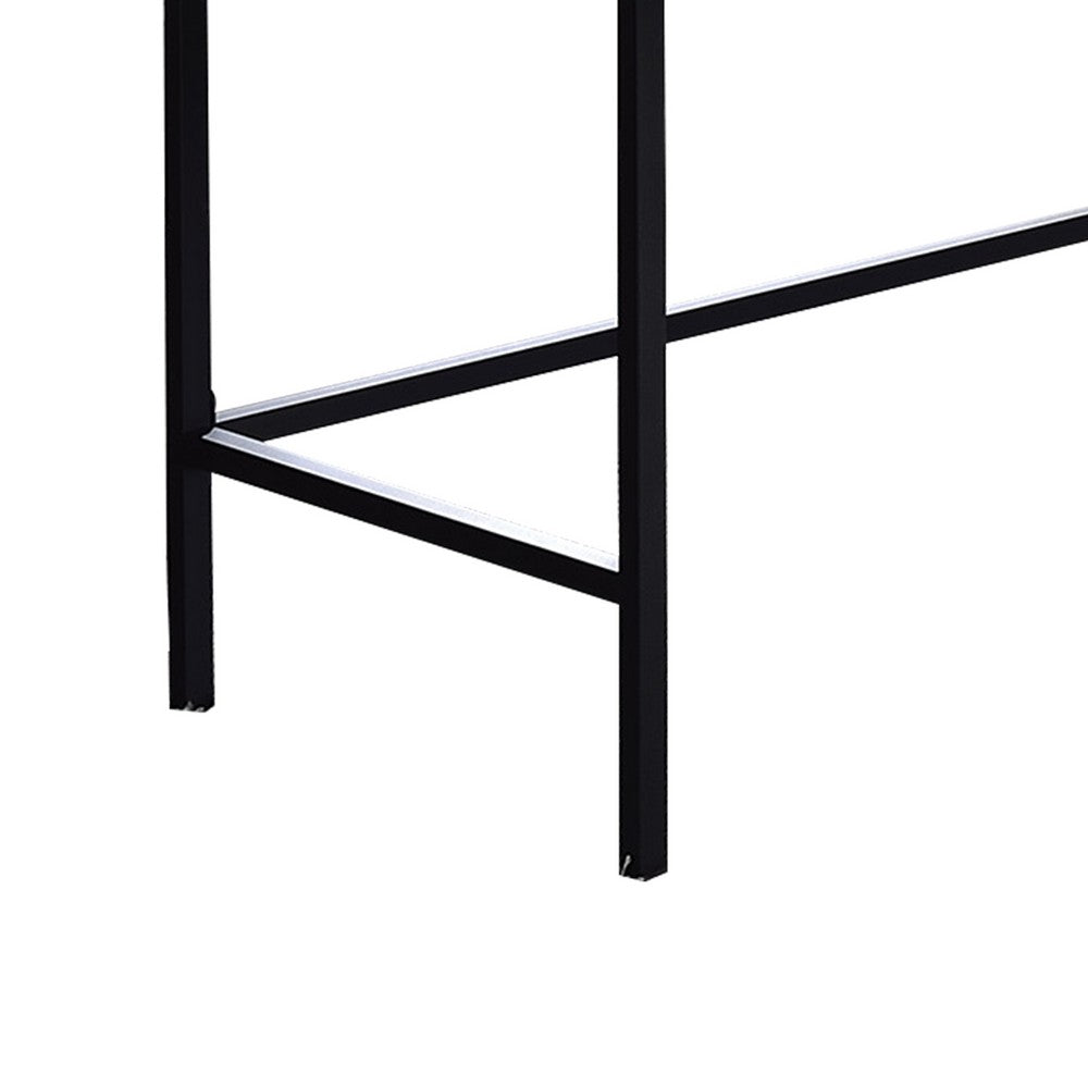 Wooden Desk with 2 Drawers and Metal Frame in Washed White and Black - BM211102