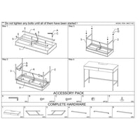 Wooden Desk with 2 Drawers and Metal Frame in Washed White and Black - BM211102