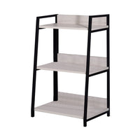 Wooden Bookshelf with 3 Open Compartments in Washed White and Black - BM211103