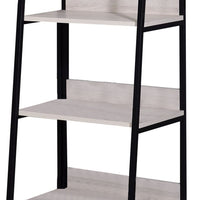 Wooden Bookshelf with 3 Open Compartments in Washed White and Black - BM211103