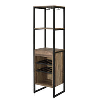 Industrial Wood and Metal Wine Rack with 3 Compartments in Brown and Black - BM211138