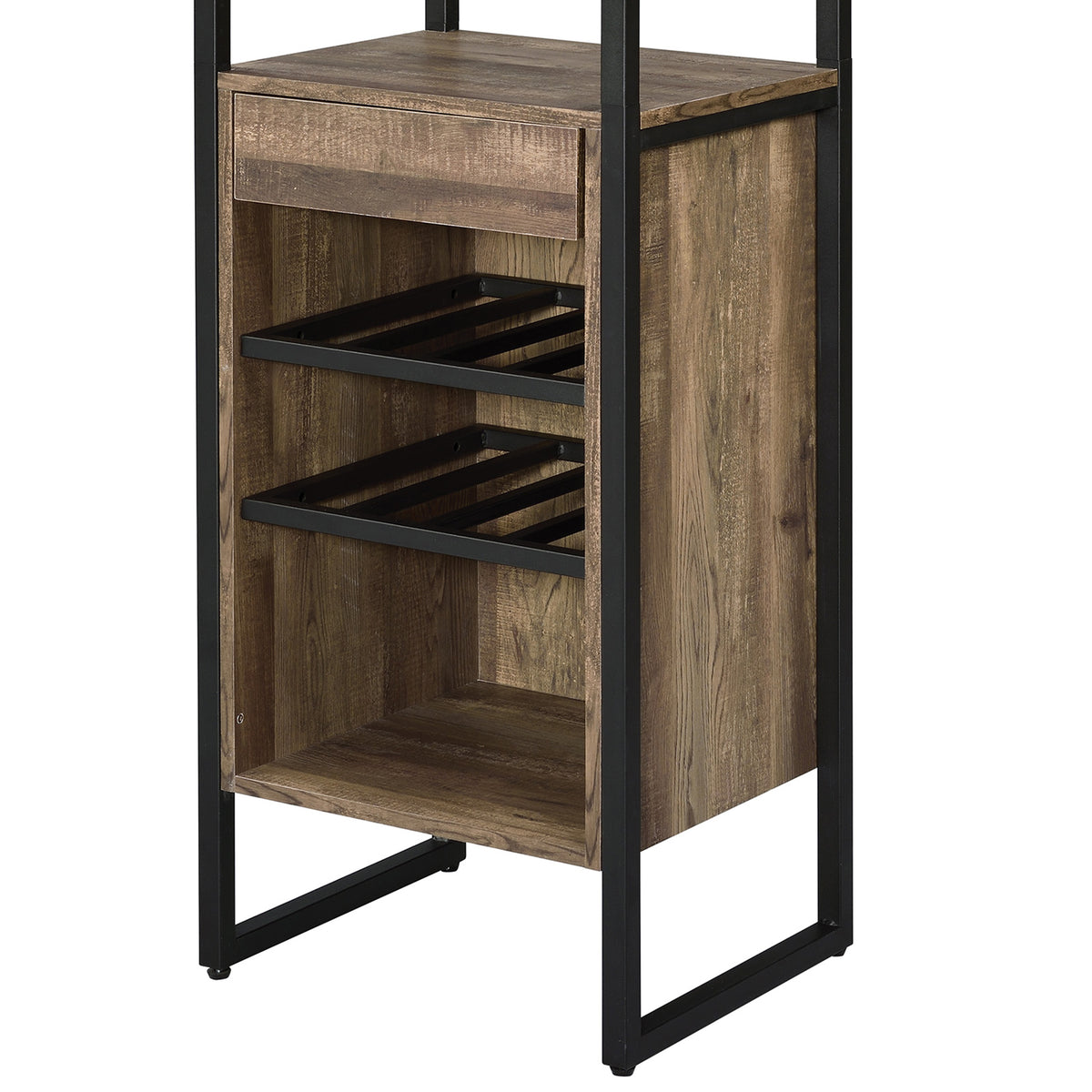 Industrial Wood and Metal Wine Rack with 3 Compartments in Brown and Black - BM211138