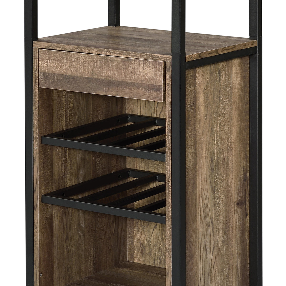 Industrial Wood and Metal Wine Rack with 3 Compartments in Brown and Black - BM211138