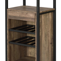 Industrial Wood and Metal Wine Rack with 3 Compartments in Brown and Black - BM211138