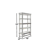 Contemporary Vanity with Open Shelf and Glass Top in Silver and Clear - BM207894