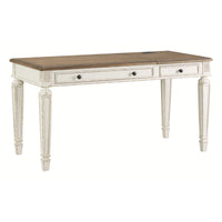 Wooden Lift Top Desk with Textured Finish and Drawers in Brown and White - BM213250