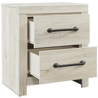 Transitional Wooden Two Drawer Setup Nightstand with Bar Handles in White - BM213351