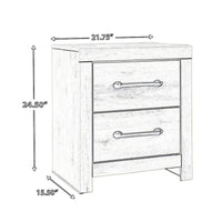 Transitional Wooden Two Drawer Setup Nightstand with Bar Handles in White - BM213351