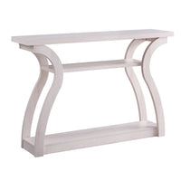 Rectangular Top Wooden Frame Console Table with 2 Bottom Shelves, Off White - BM214730
