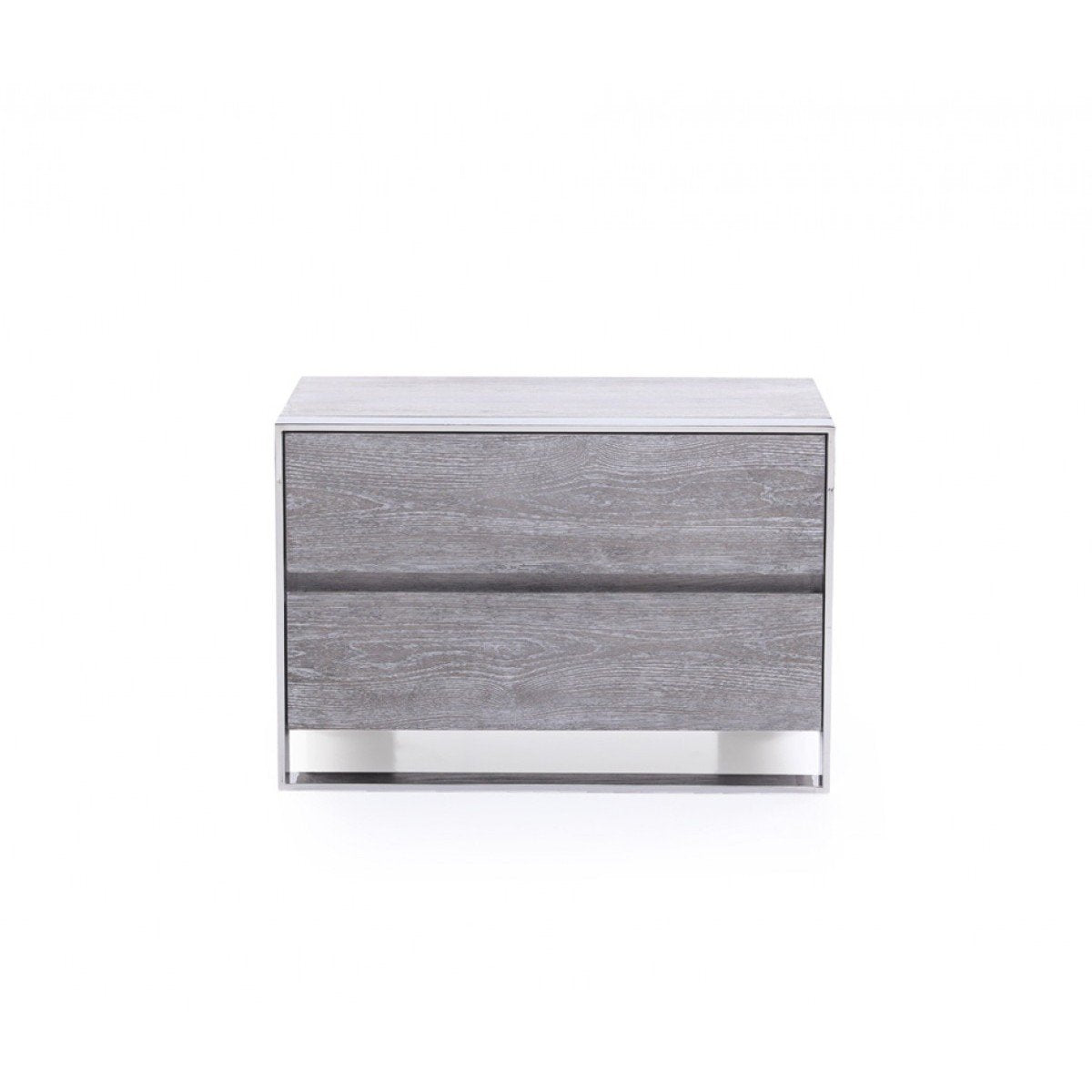 2 Drawer Rectangular Nightstand with Stainless Steel Legs, Gray - BM214881