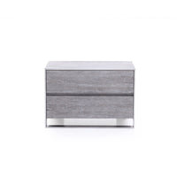2 Drawer Rectangular Nightstand with Stainless Steel Legs, Gray - BM214881