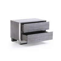 2 Drawer Rectangular Nightstand with Stainless Steel Legs, Gray - BM214881