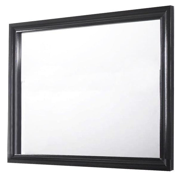 Molded Wooden Frame Dresser Top Mirror, Black and Silver - BM215193