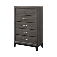 5 Drawer Transitional Chest with Chamfered Feet and Curved Handles, Gray - BM215483