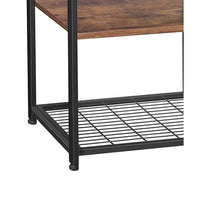 2 Mesh Basket and 6 Hooks Wood and Metal Frame Bakers Rack, Brown and Black - BM217105