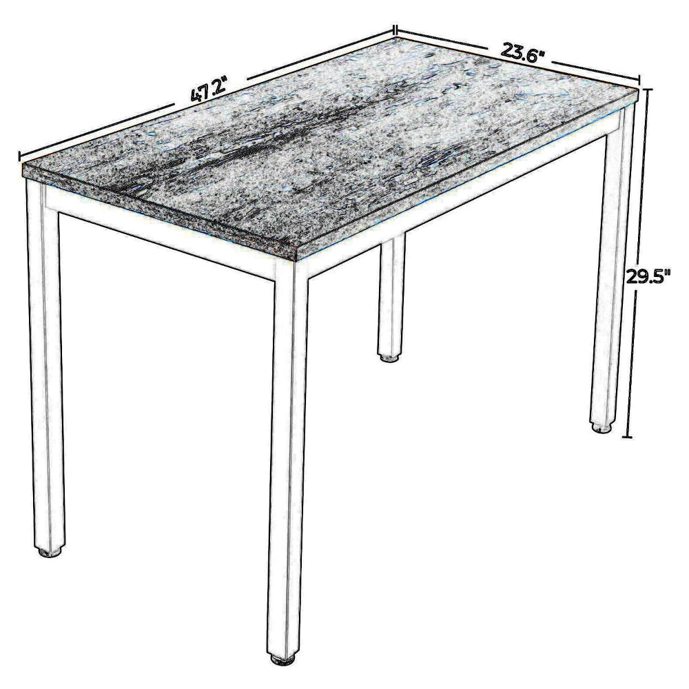 47 Inch Rectangular Wood Top Writing Desk, Iron Legs, Rustic Brown, Black - BM217108