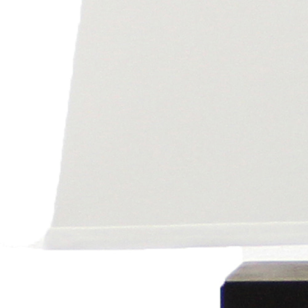 31 Inch Metal Frame Table Lamp, Drum Shade, Brick Pattern, White, Black - BM217239