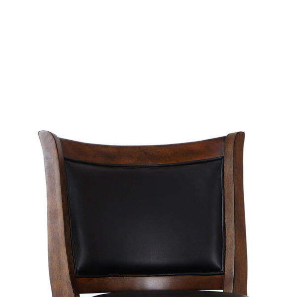 Curved Swivel Counter Stool with Leatherette Padded Seating,Brown and Black - BM218144