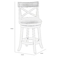 Curved X Shaped Back Swivel Counter Stool with Fabric Padded Seating, White - BM218146