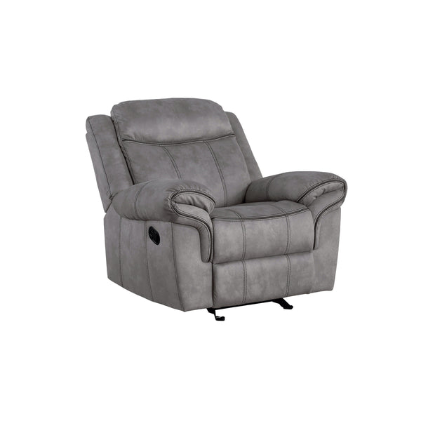 Fabric Upholstered Metal Reclining Club Chair with Center Console, Gray - BM218582
