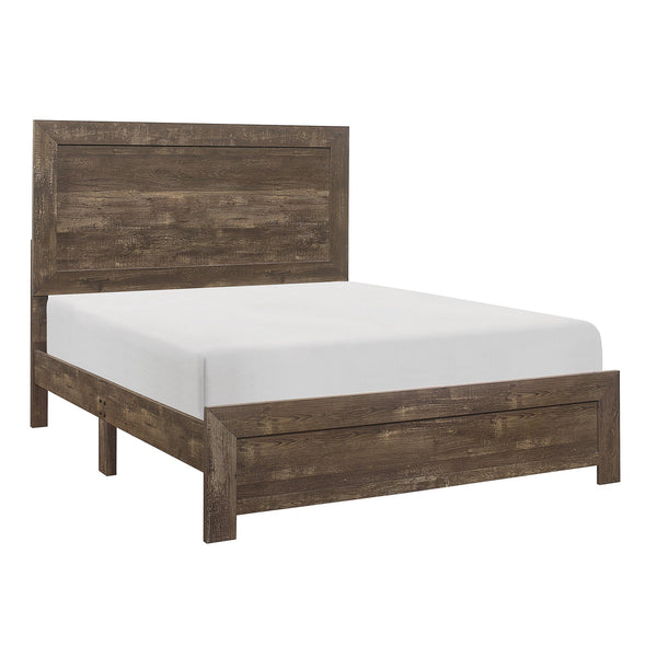 Rustic Panel Design Wooden Queen Size Bed with Block Legs Support, Brown - BM219066