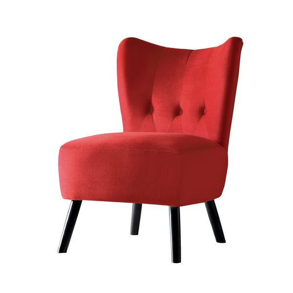 Upholstered Armless Accent Chair with Flared Back and Button Tufting, Red - BM219779