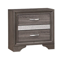 2 Drawer Wooden Nightstand with 1 Hidden Jewelry Drawers, Gray and Silver - BM219795