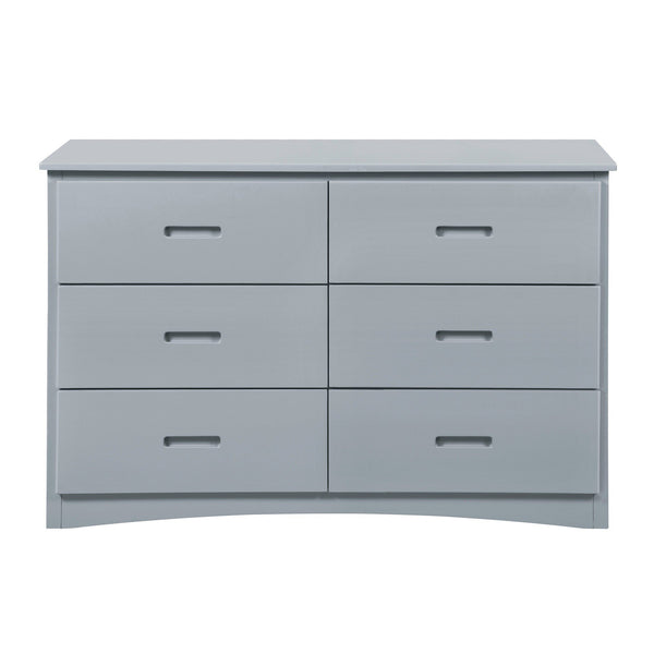 Transitional Wooden Dresser with 6 Drawers and Recessed Handles, Gray - BM219868