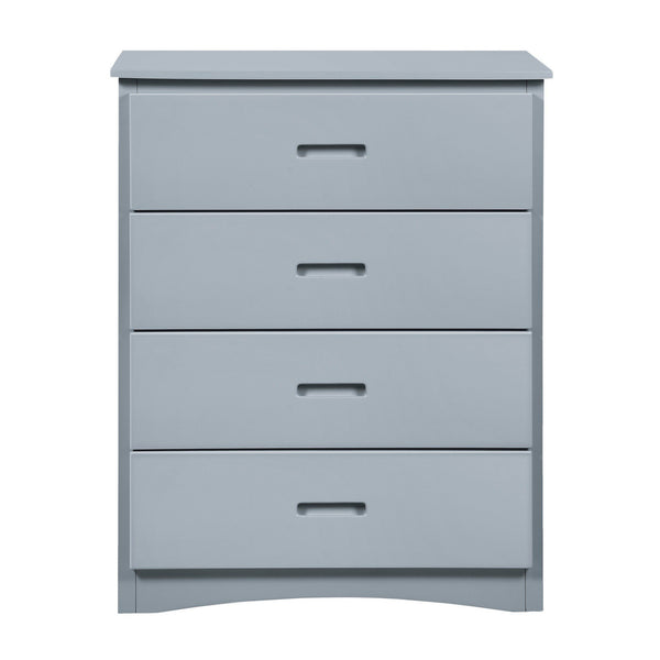 Transitional Wooden Chest with 4 Drawers and Recessed Handles, Gray - BM219870