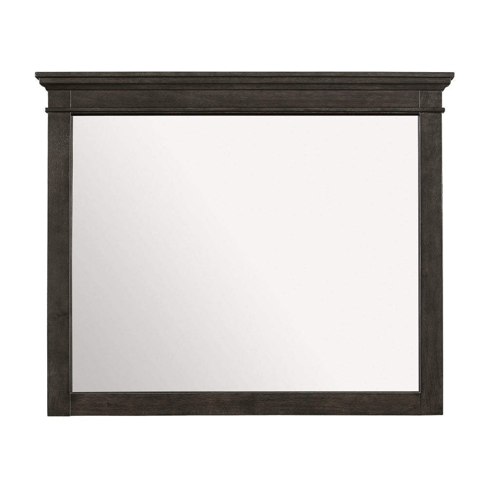 35 x 42 Inch Rectangular Wood Frame Dresser Mirror, Molded, Charcoal Gray - BM219898