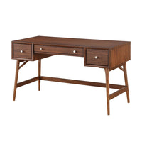 3 Drawer Wooden Writing Desk with Splayed Legs, Walnut Brown - BM220116