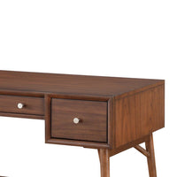 3 Drawer Wooden Writing Desk with Splayed Legs, Walnut Brown - BM220116