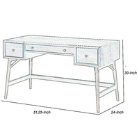 3 Drawer Wooden Writing Desk with Splayed Legs, Walnut Brown - BM220116